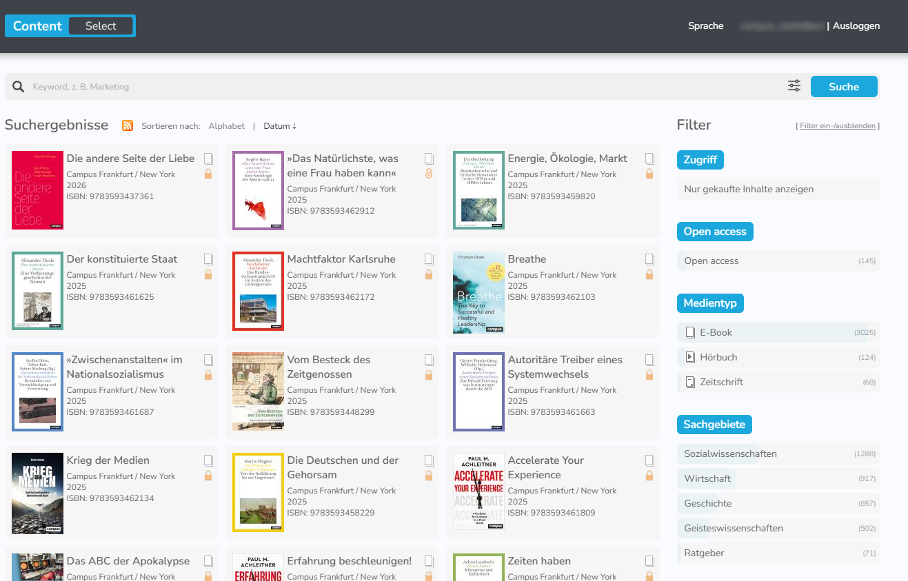 Die Plattform Content Select